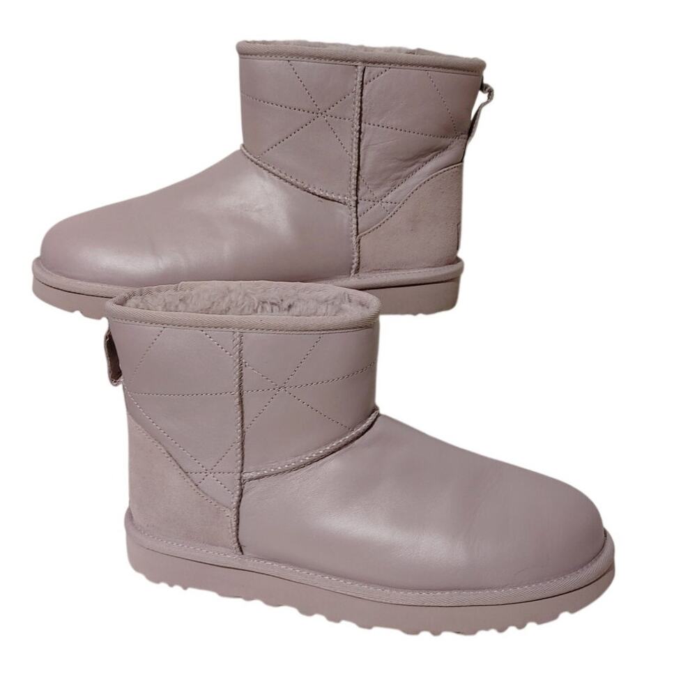 UGG Classic Mini Pearlized Boot Ankle Shearling Leather Smoke Purple Women US 10